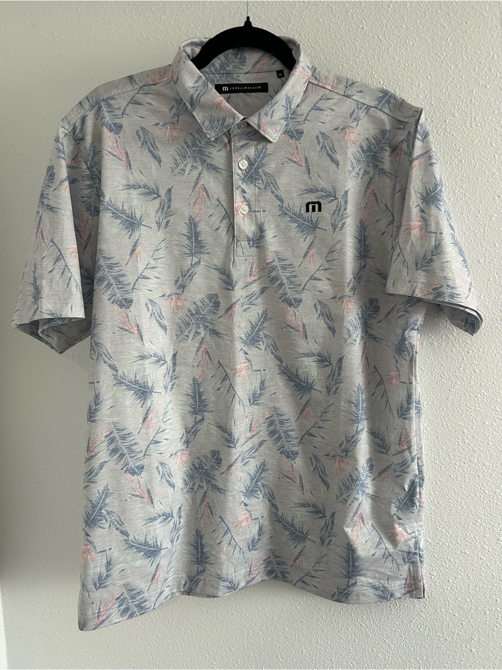 Travis Mathew Patio Time Feather Print Polo Shirt